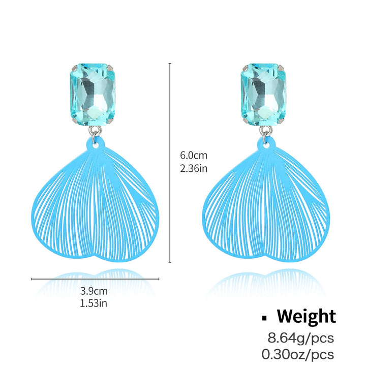 Metal hollow blue flower earrings&necklace