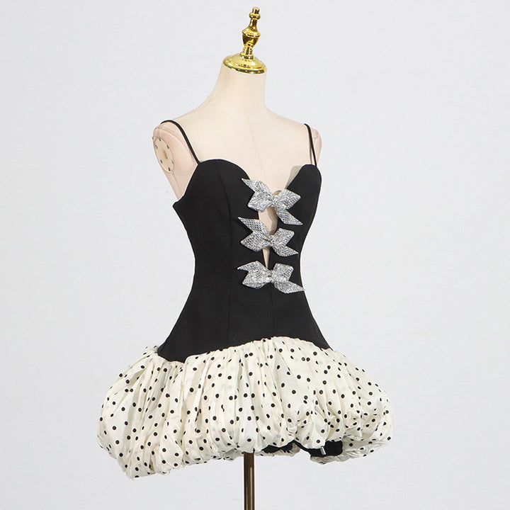 Women's Bow Polka Dot Flower Bud Short Skirt