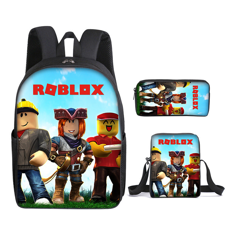 Roblox theme schoolbag students backpack 3pcs set