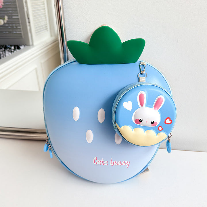Cute strawberry shape choolbag children's fruit backpack