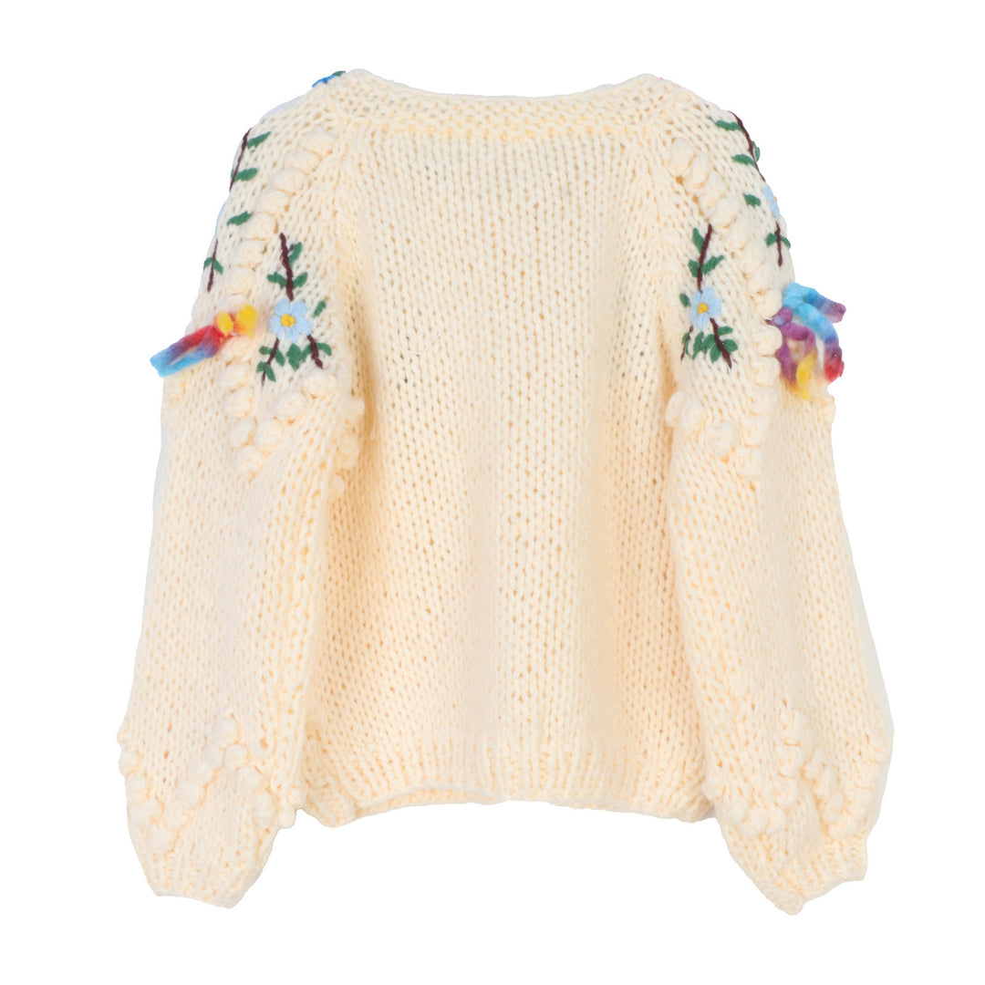 Hand-crocheted 3D flower knitted cardigan for women