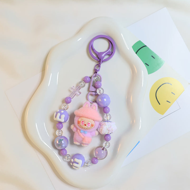 Flocking magic witches labubu Beaded keychain bag pendant gift