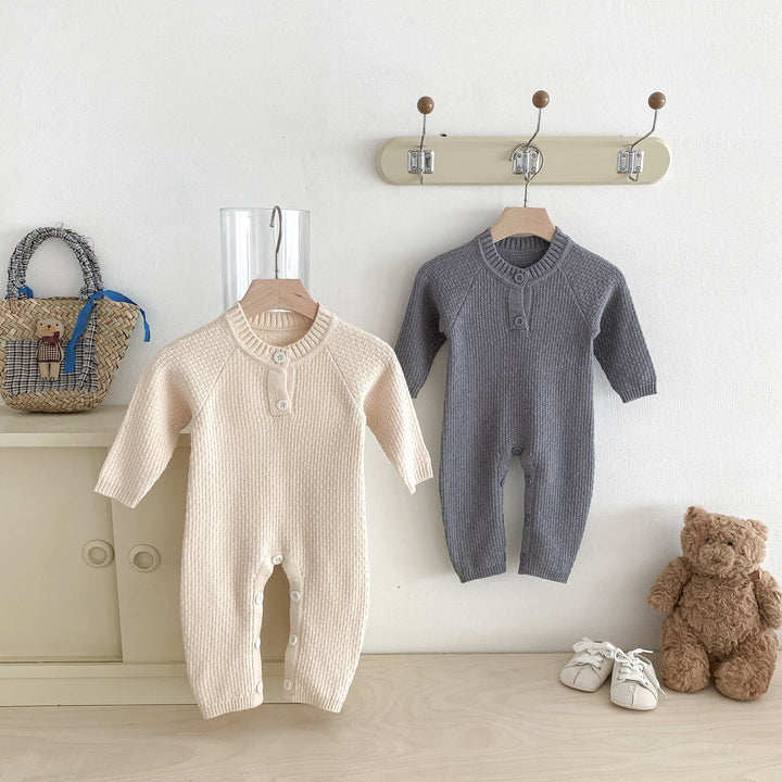 Baby raglan knitted warm romper jumpsuit
