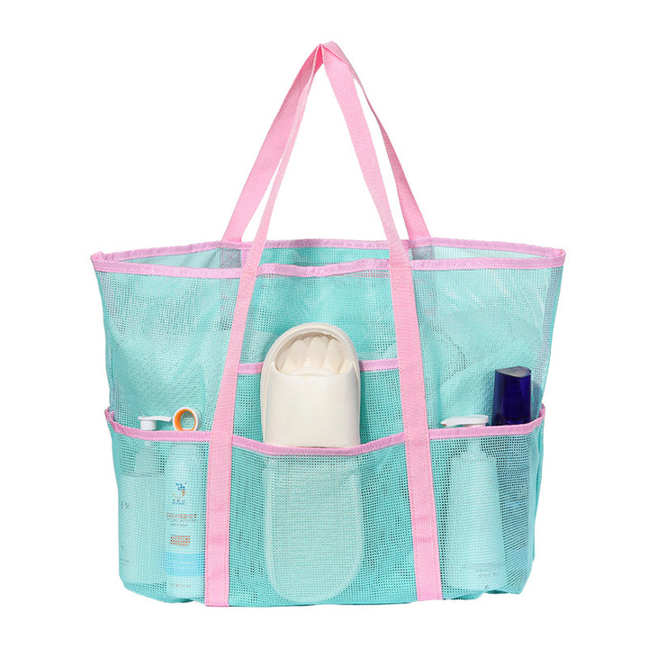 Contrast color mesh hollow beach bag