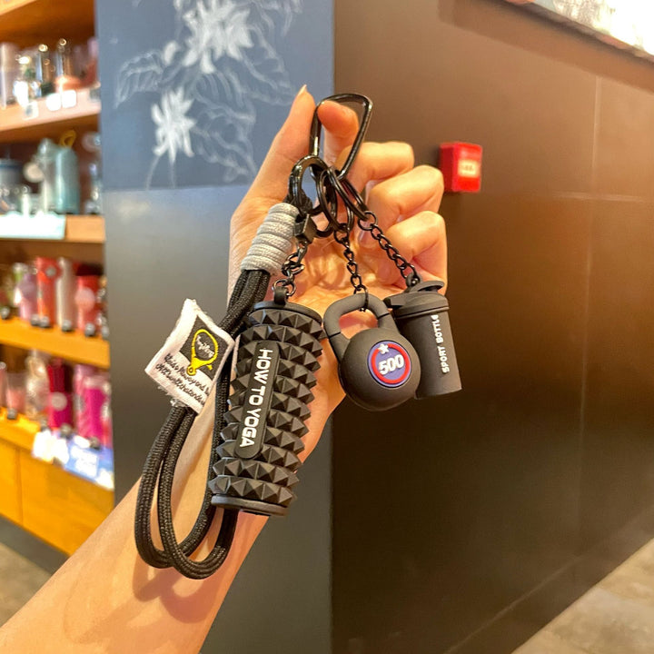 Fitness Series Silicone yoga foam roller Keychain Creative Gift