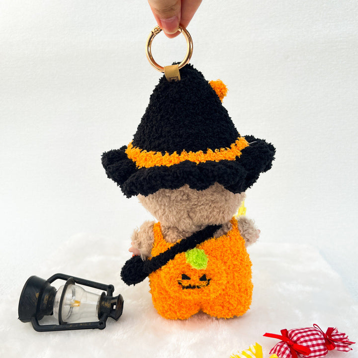 Hand-crocheted pumpkin jumpsuit for labubu Halloween doll clothes