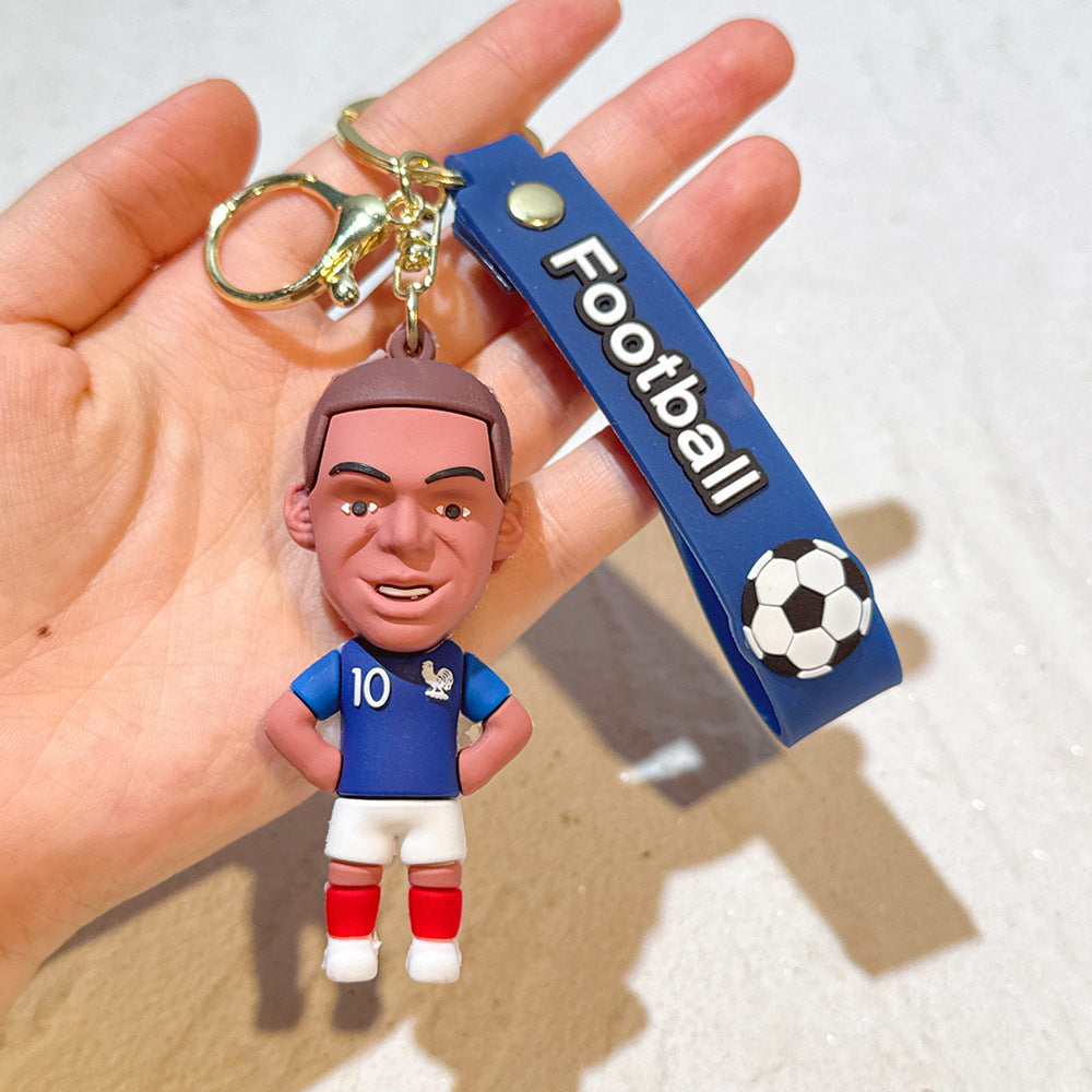 Football star character keychain Messi Ronaldo fan gift