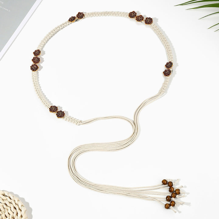 Retro boho waist chain ethnic style braided belt