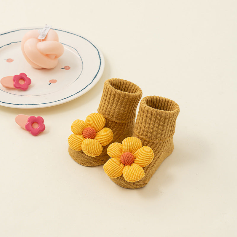 Newborn baby non-slip cotton flower socks
