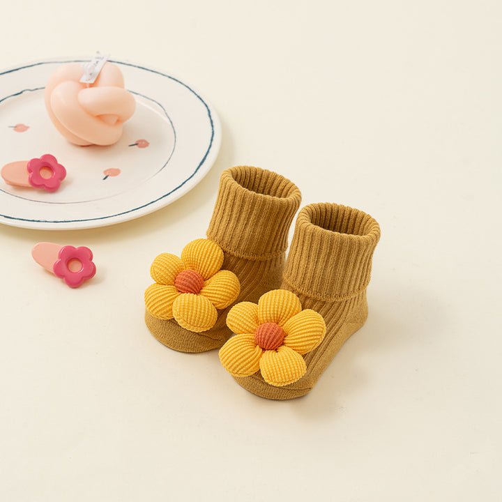 Newborn baby non-slip cotton flower socks