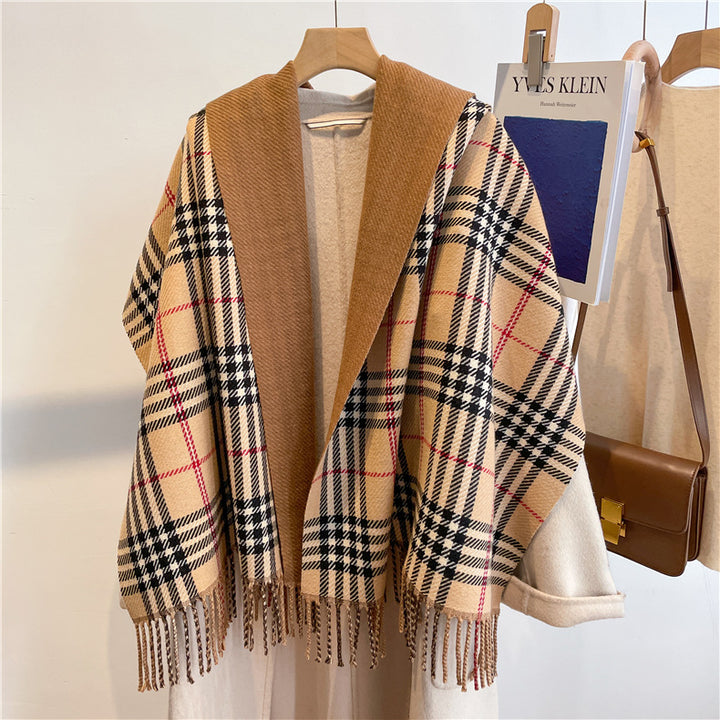 Classic Check Fringed tassel Scarf Shawl for women