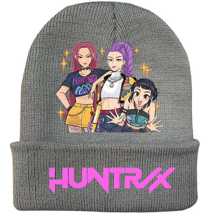 Kpop Demon Hunters knitted beanie hat-gray