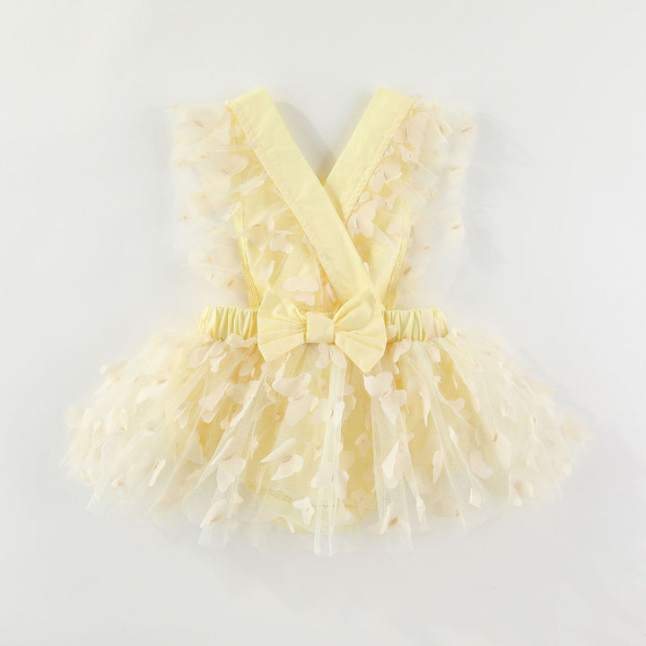 Easter bunny embroidered baby romper with butterfly mesh