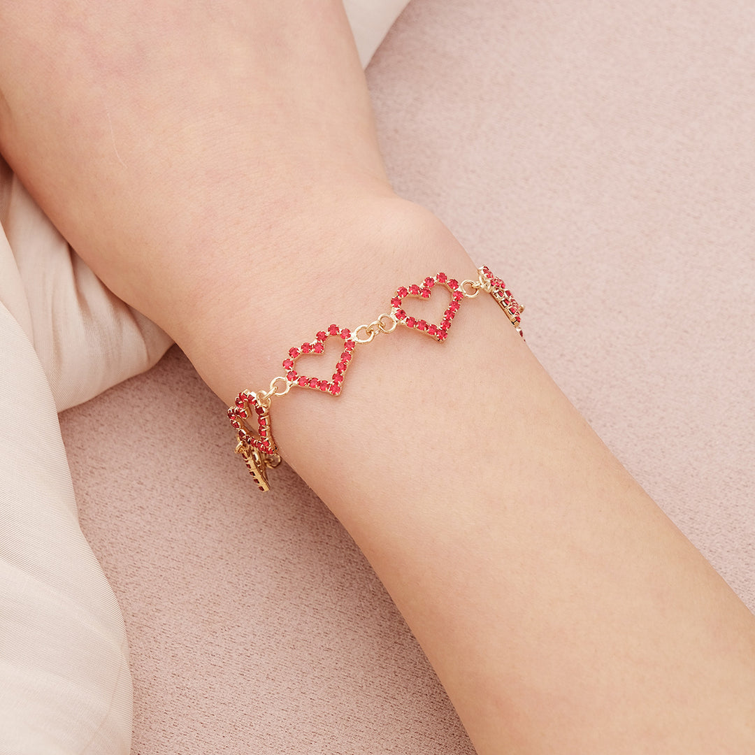 Valentine's Heart-shaped rhinestone bracelet for women