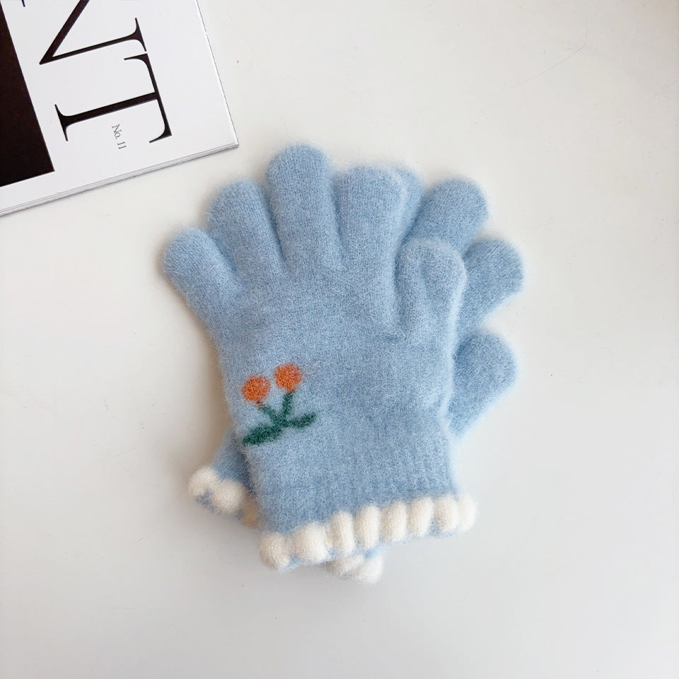 Sweet Cherry Warm Gloves Five-Finger Gloves