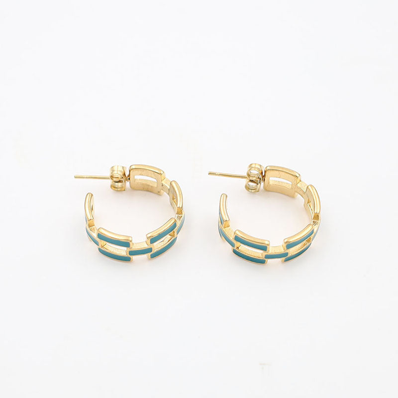Hollow chain oil drop Hoops earrings