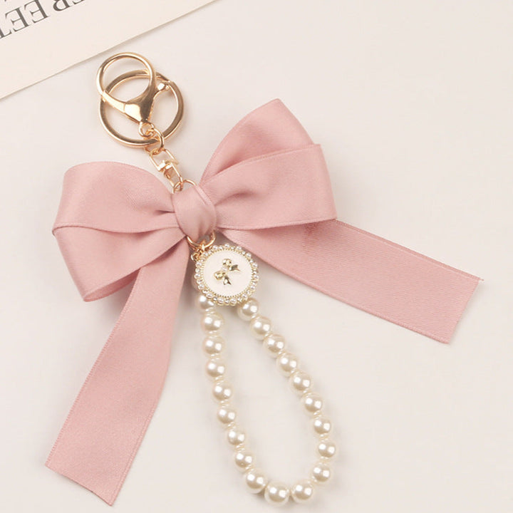 Ribbon bow pearl keychain-mother's day gift