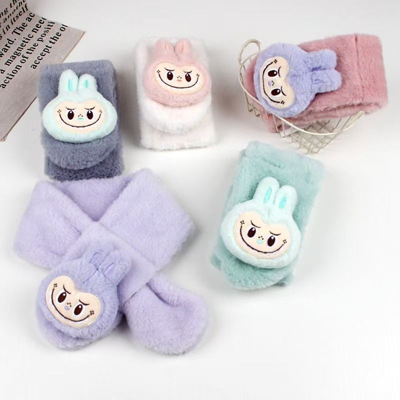 Cute monster plush furry scarf for kids