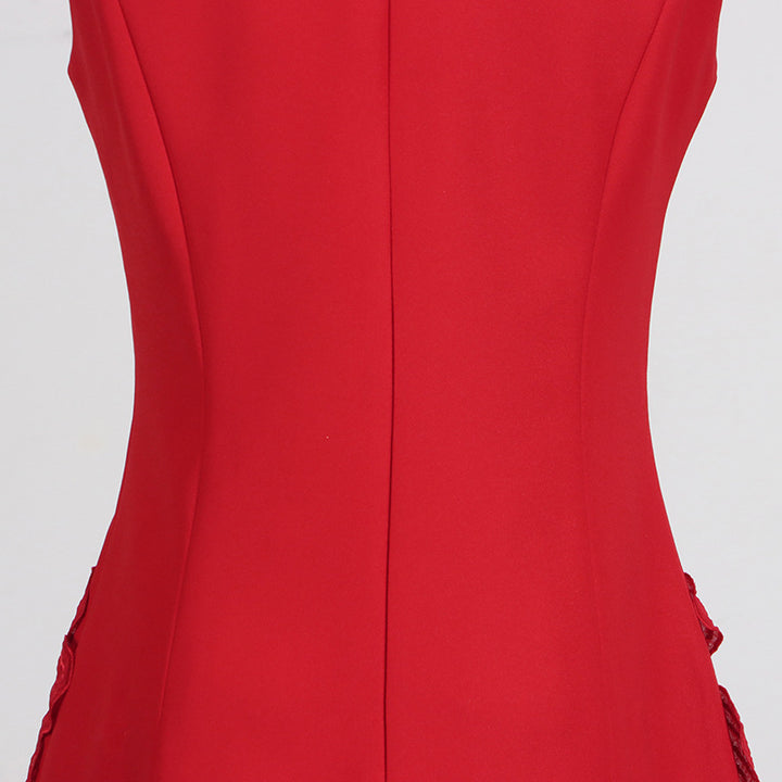 Embroidered flower waisted sleeveless mini dress