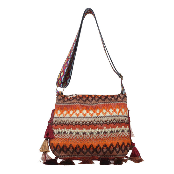 Ethnic style tassel small square bag Boho bag