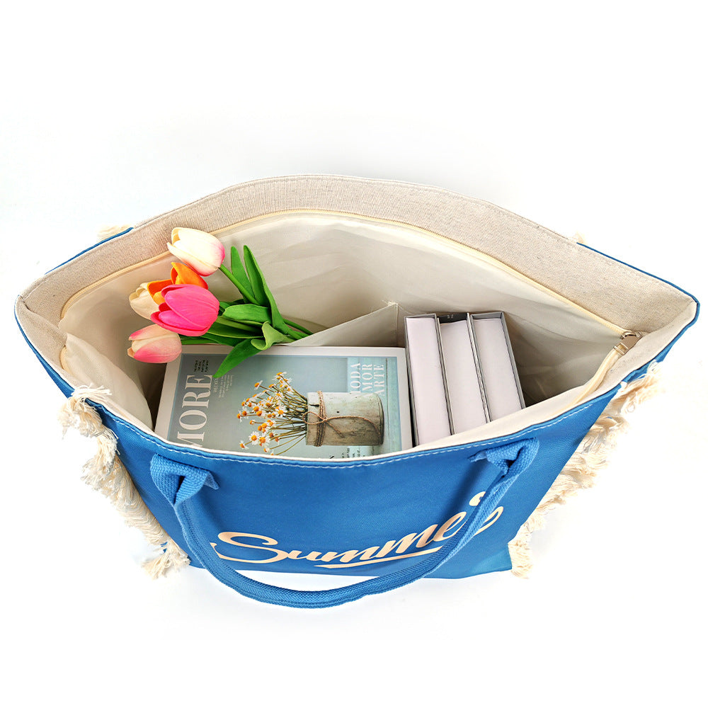 Summer Tassel large-capacity beach tote bag