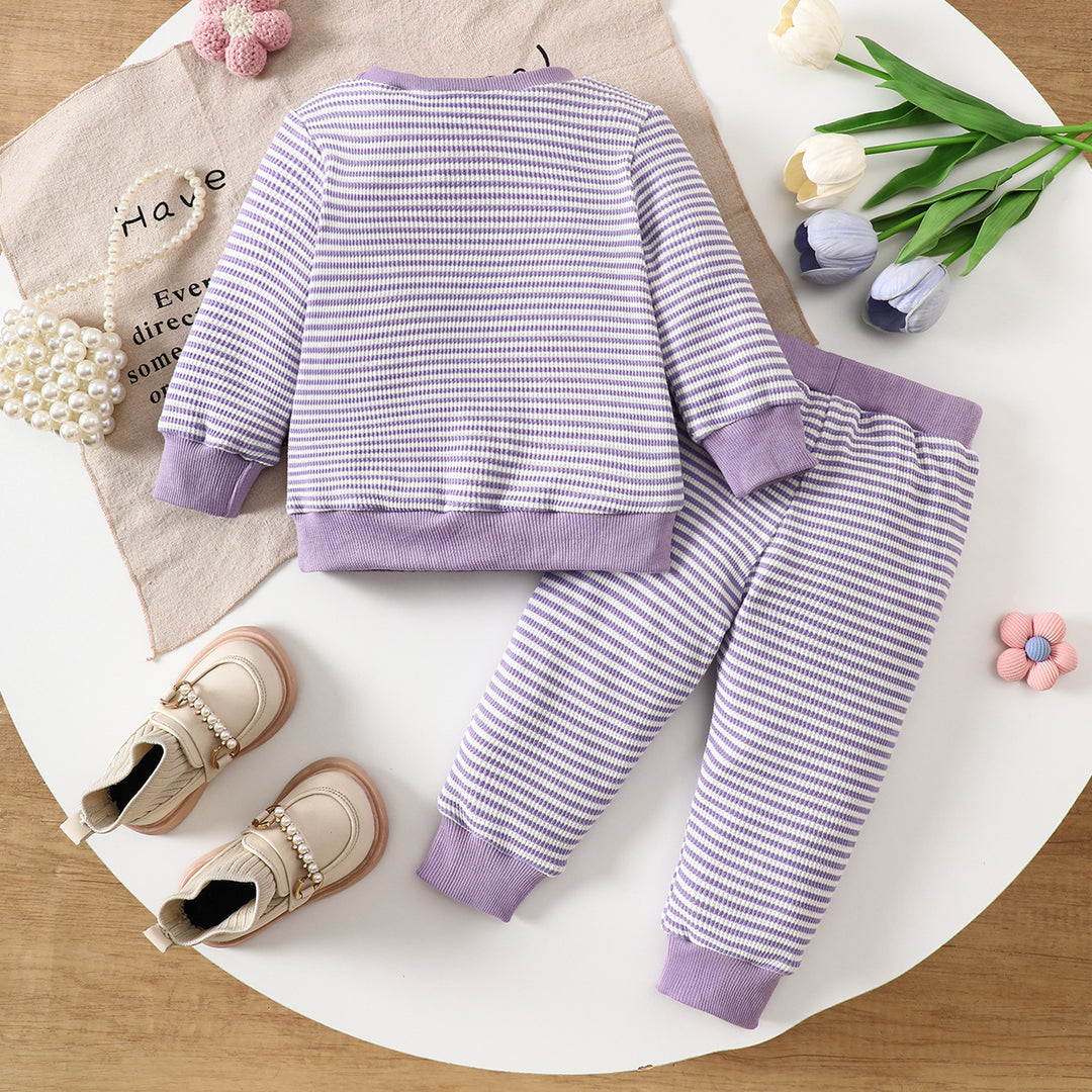 Boo Halloween Towel embroidery striped sweatshirt set