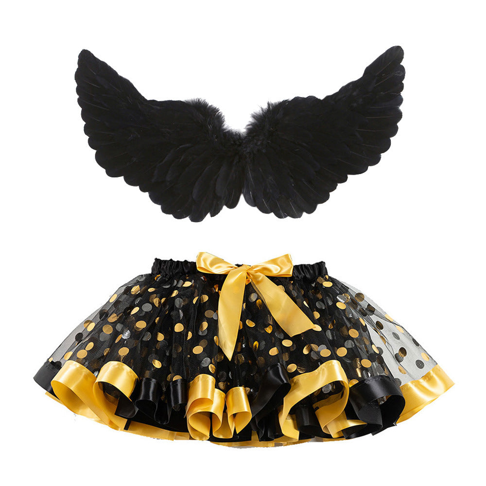 Halloween costumes girls tutu skirt&black feather wings
