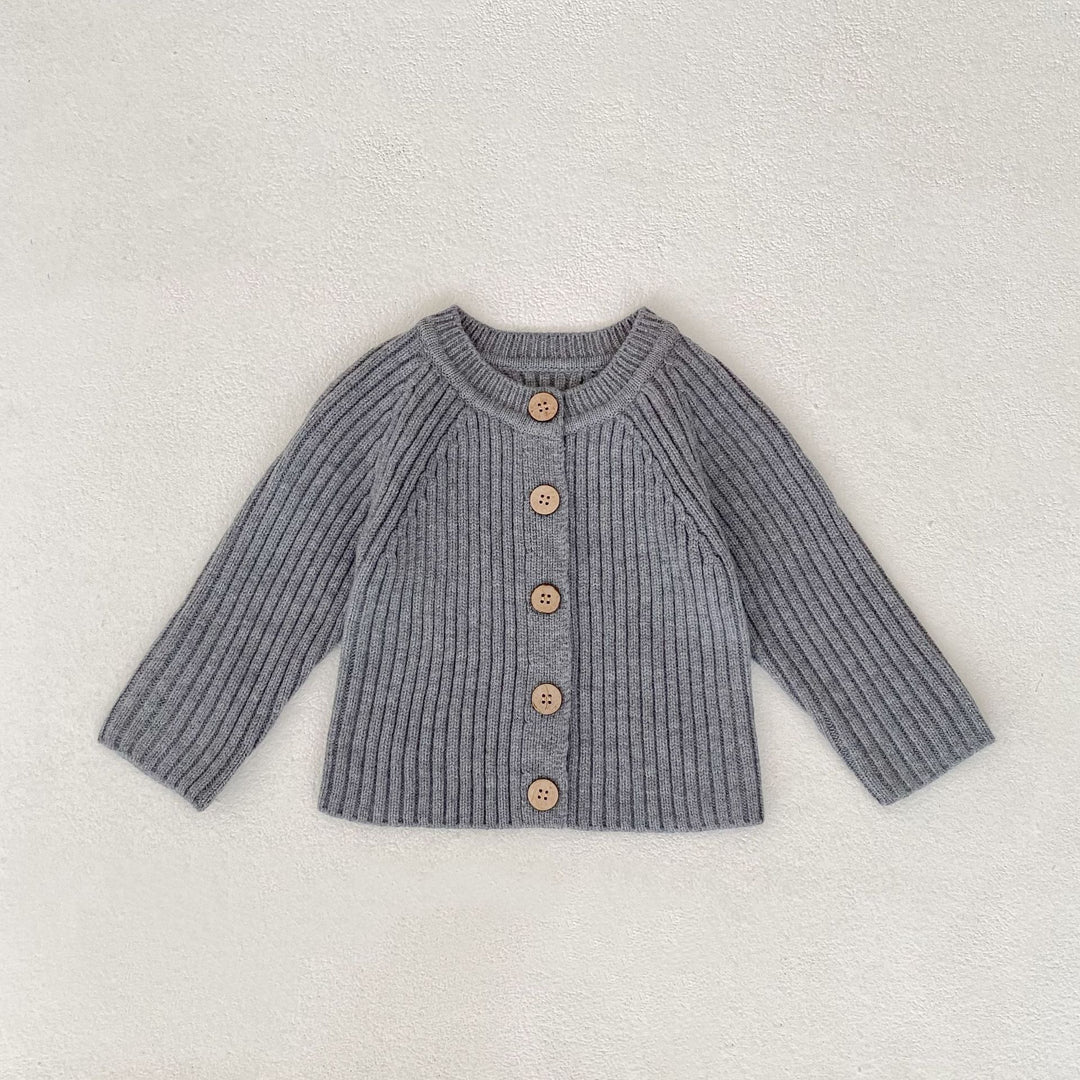 Baby solid color knitted thickened cardigan