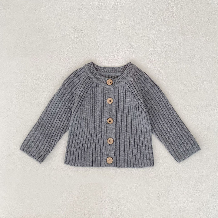 Baby solid color knitted thickened cardigan