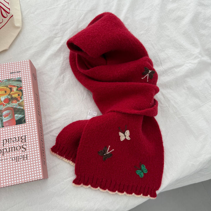 Embroidered Butterfly Warm Scarf