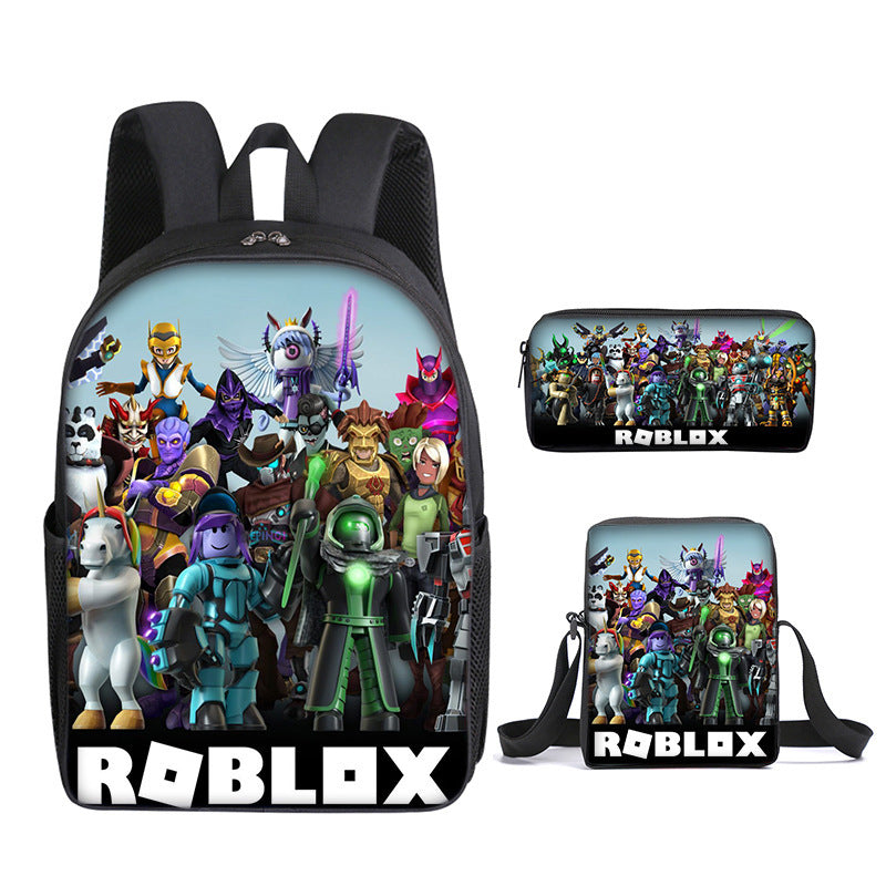 Roblox theme schoolbag students backpack 3pcs set
