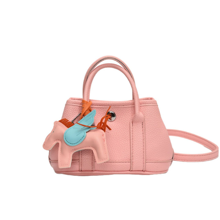 Lychee pattern mini crossbody bag with pony pendant