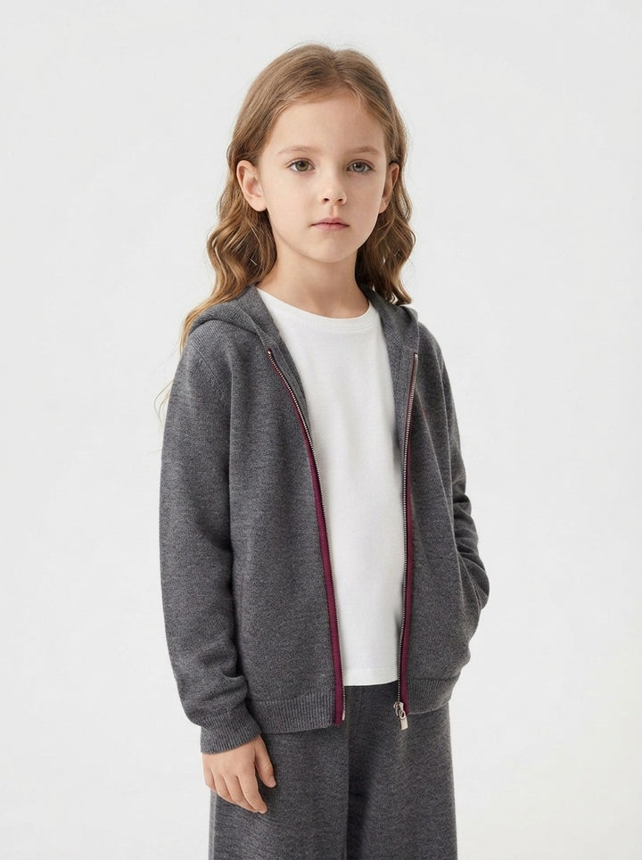 Hooded Knitted Cardigan Casual Trousers Set for Boys and Girls
