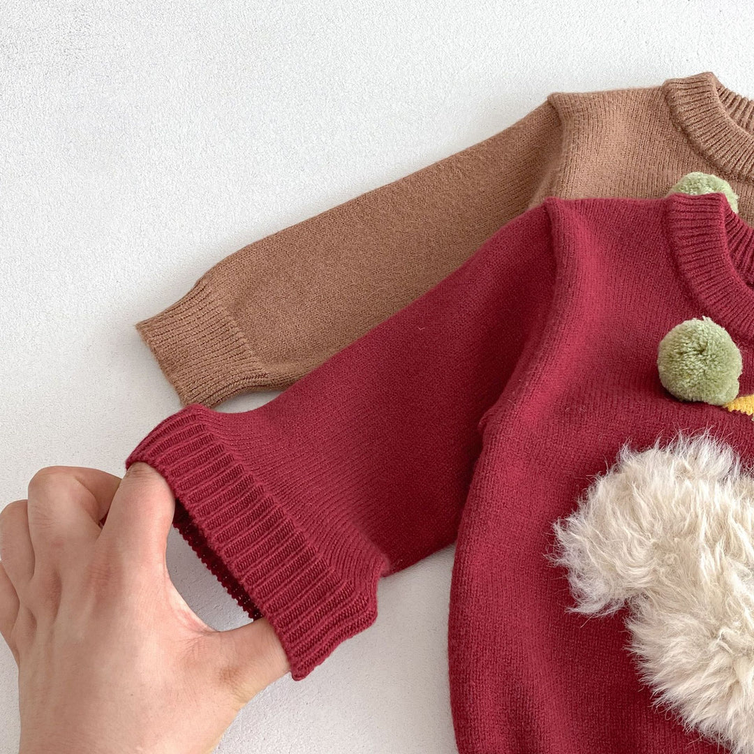 Baby Furry Puppy Pattern Knitted Sweater&Pants 2pcs Set