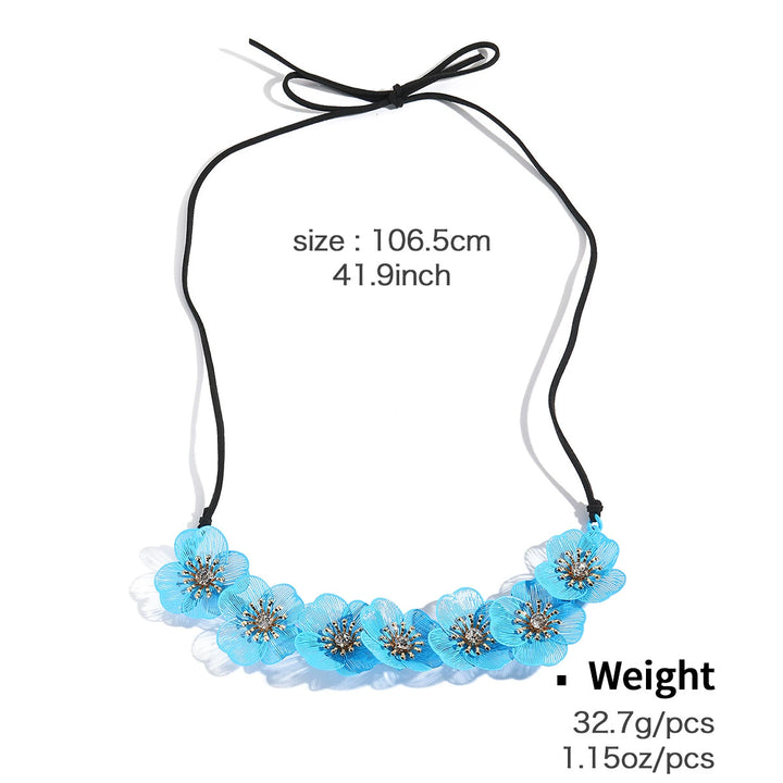 Metal hollow blue flower earrings&necklace