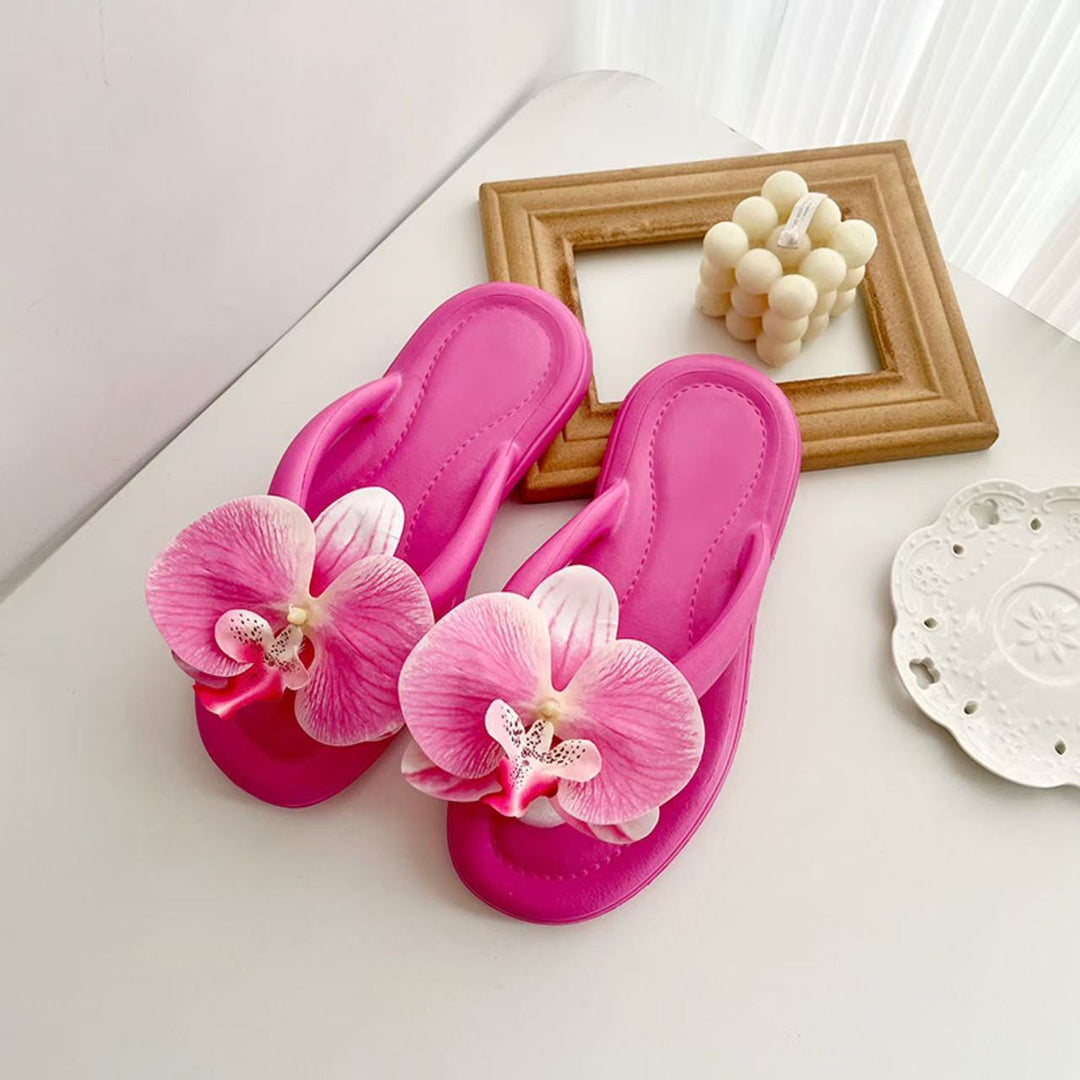 Phalaenopsis flip flops women's flower beach slippers