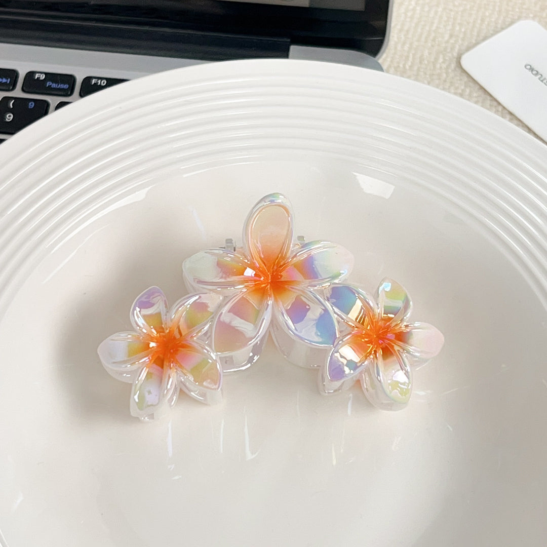 Colorful gradient flower hair shark clip for women