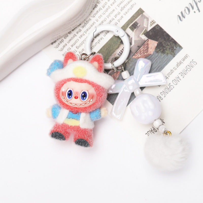 Pirate cute monster flocked keychain pendant small gift