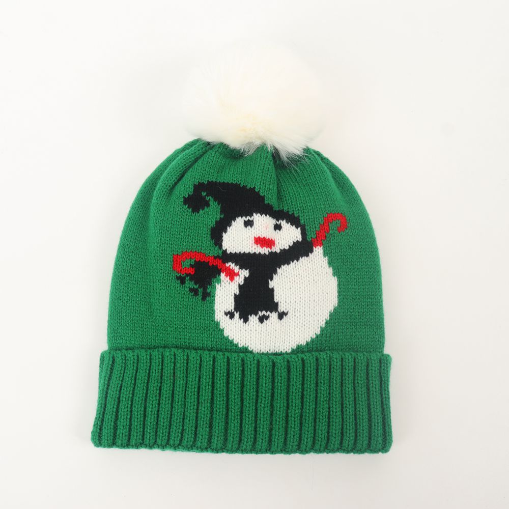 Kids Christmas knitted hat snowman jacquard beanie