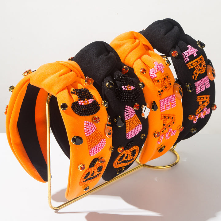 Diamond Rice Bead Ghost Pumpkin headband for Halloween