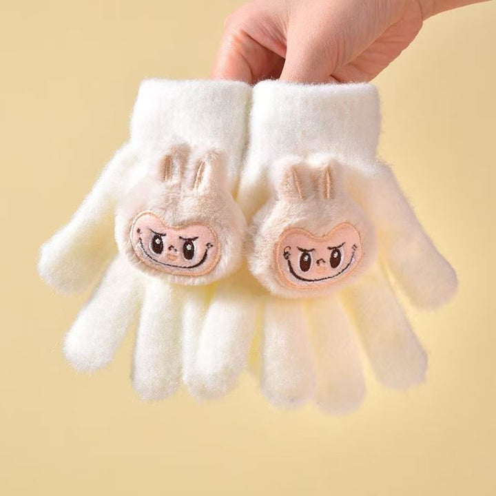 Labubu Five-finger warm knitted gloves for kids