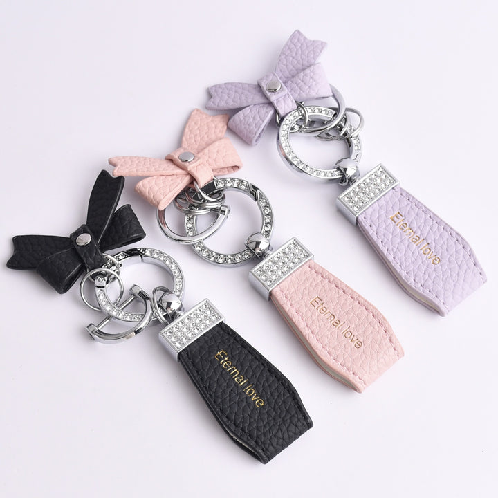 Bow diamond keychain ladies bag decorations pendant