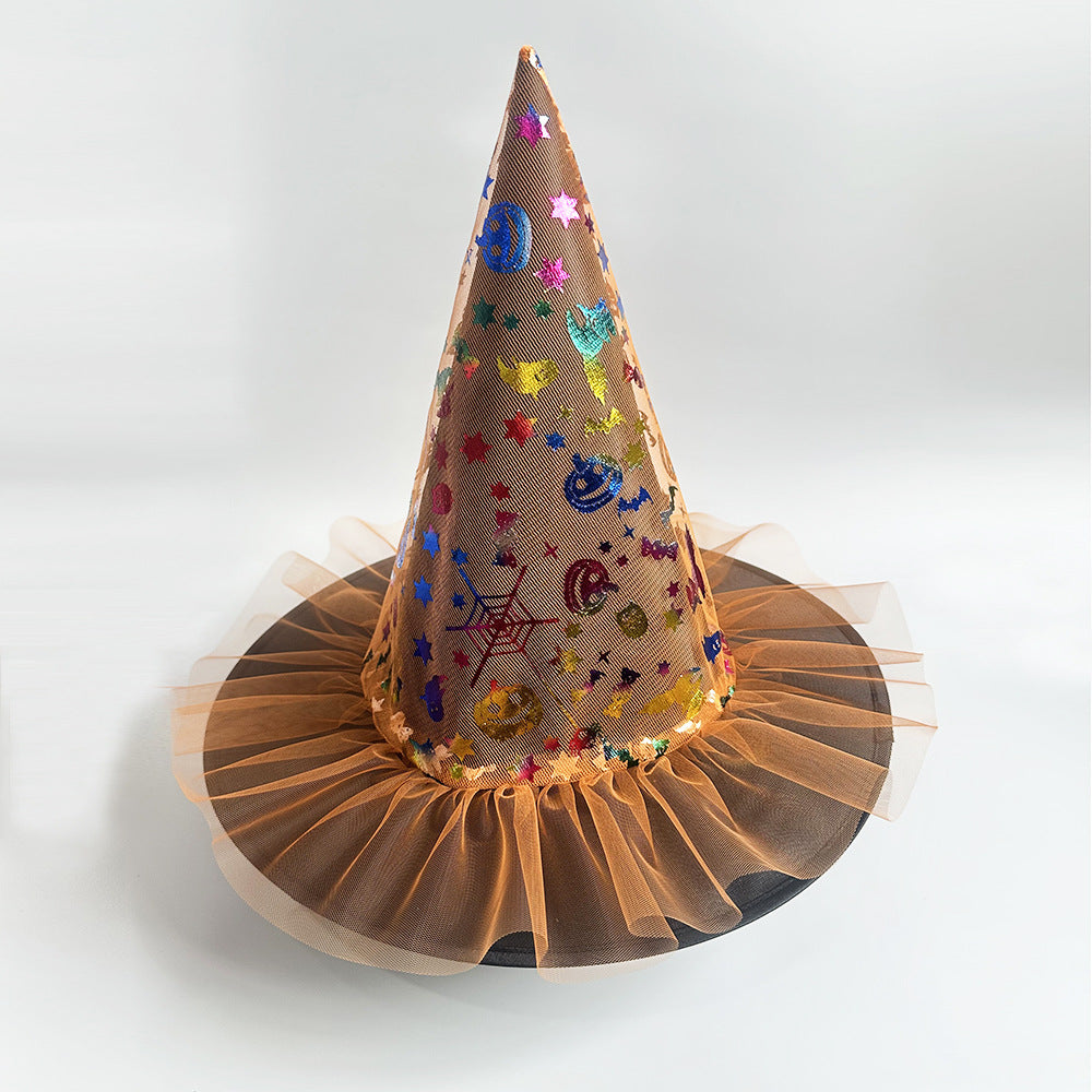 Halloween Glitter Mesh Witch Hat Party dress hat