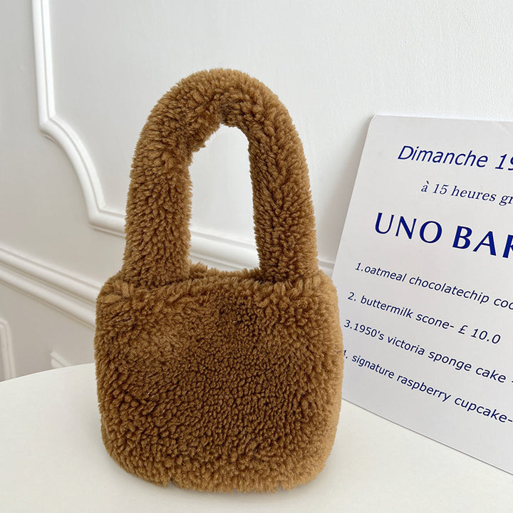 Furry bucket bag mini plush handbag