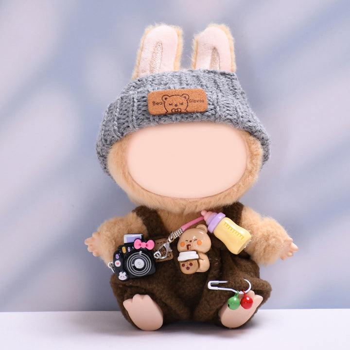 Labubu cute overalls camera 3pcs set doll clothes