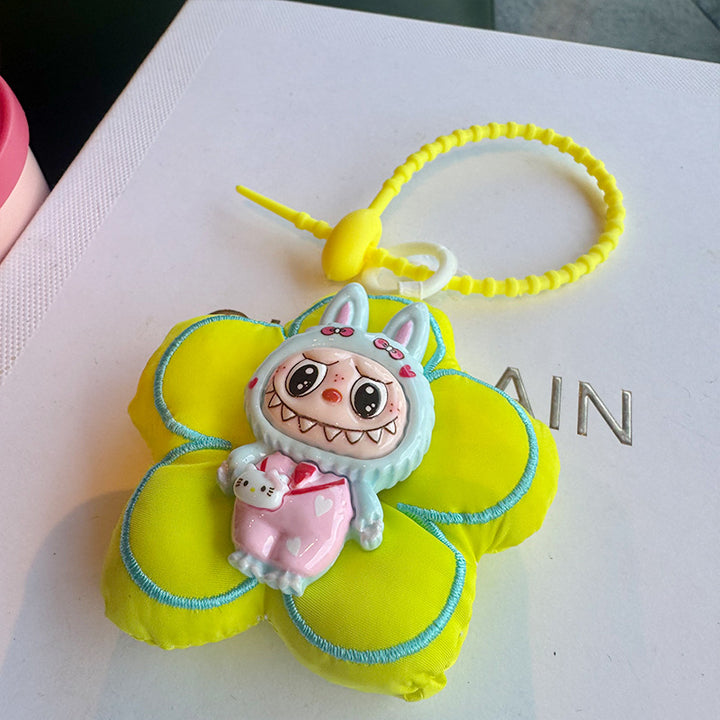 Cute flower labubu keychain pendant gift
