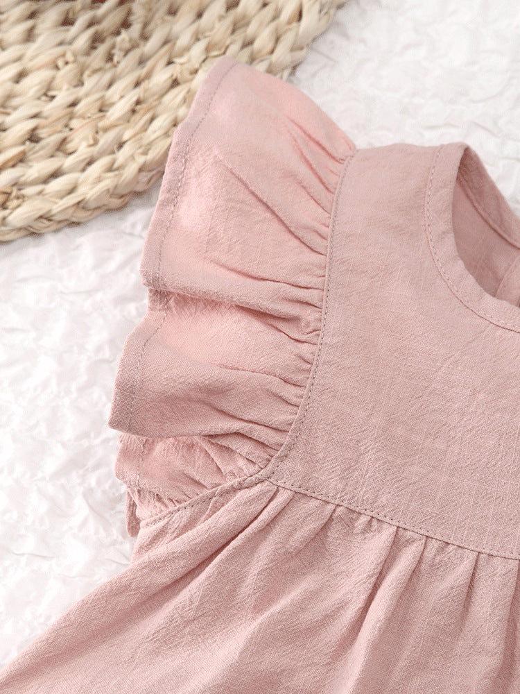 Girls summer flying sleeve cotton dress