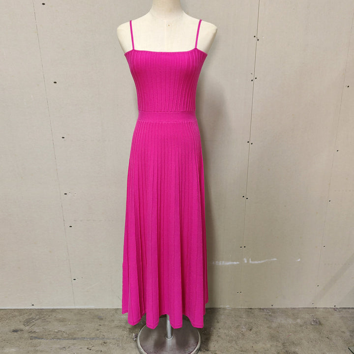 Knitted Slim Suspender Dress Seaside Pleated dress
