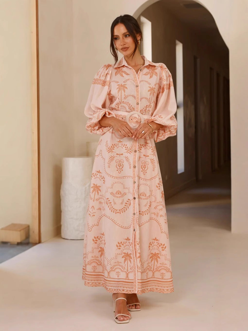 Women Floral Boho Long Sleeve Maxi Dress