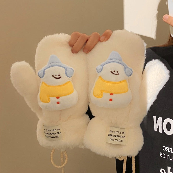 Christmas snowman plush thickened gloves Winter gloves